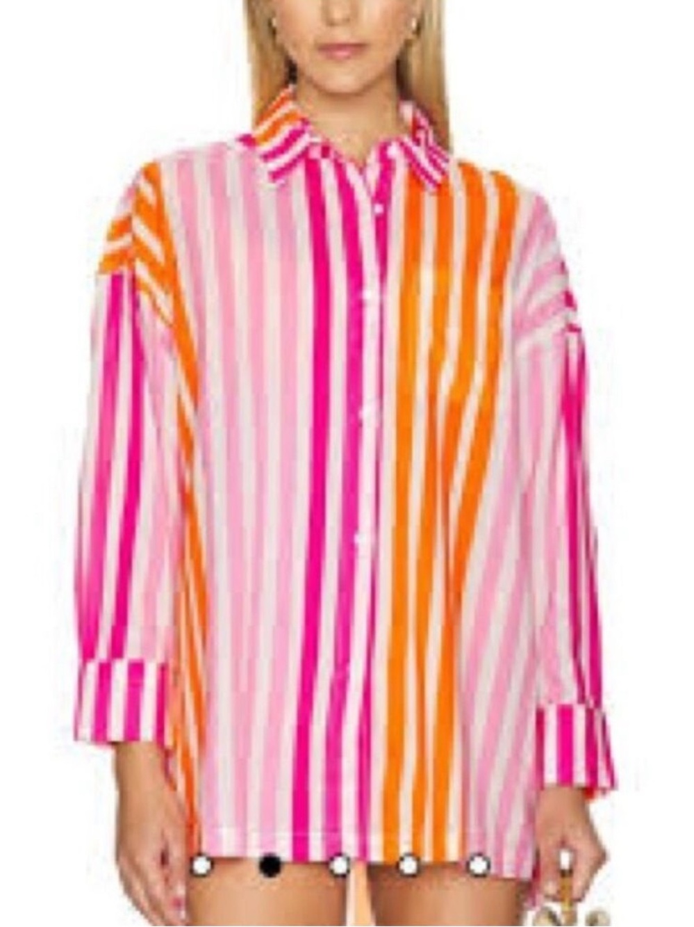Beach Riot Alexa Top Sunset Stripes Cotton Coverup Pink Orange Size Petite Large